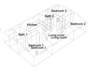 Isometric drawing of Utest House interior