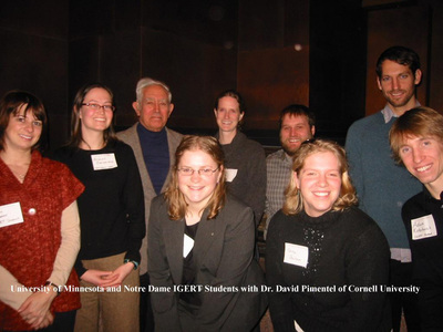 University of Minnesota and Notre Dame-IGERT students with Dr. David Pimentel